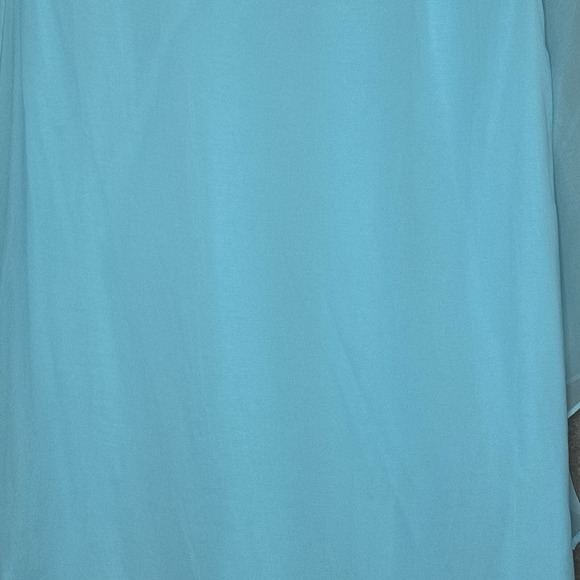 Chicos 0 Size Small Top Shirt Blue Solid Flared Sheer 3/4 Sleeve Scoop Neck - Picture 2 of 7